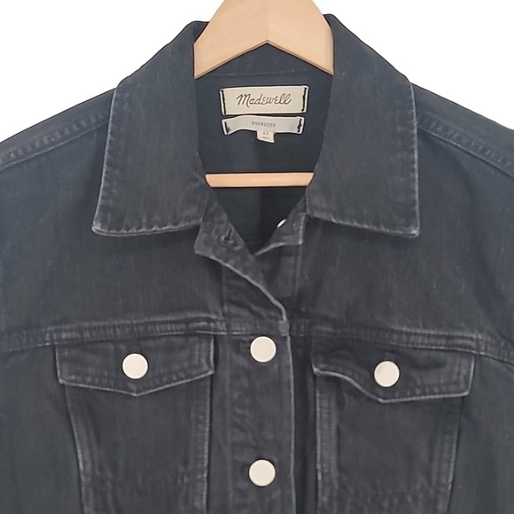 Madewell Oversized Boxy Black Denim Jean Jacket in Lunar Wash Womens size XS - Picture 4 of 11